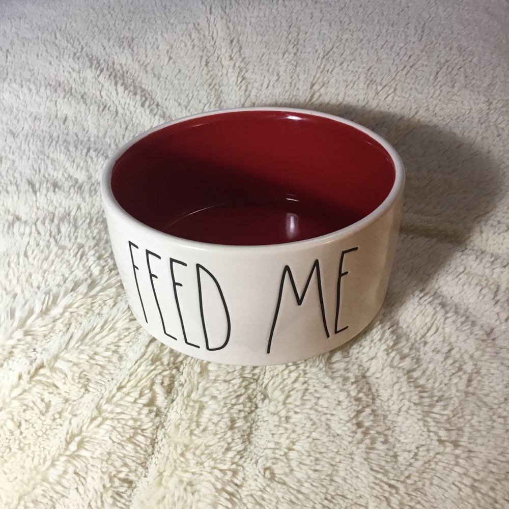 Rae Dunn LL FEED ME Red Ceramic Dog Bowl NWT New